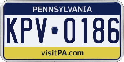 PA license plate KPV0186