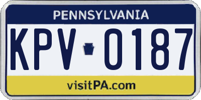 PA license plate KPV0187