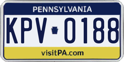 PA license plate KPV0188