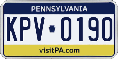 PA license plate KPV0190