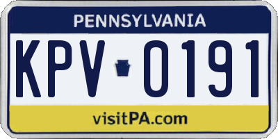PA license plate KPV0191