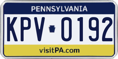 PA license plate KPV0192