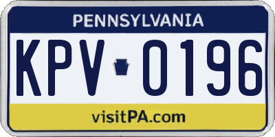 PA license plate KPV0196