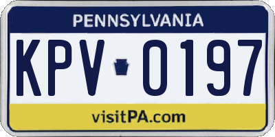 PA license plate KPV0197