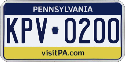 PA license plate KPV0200