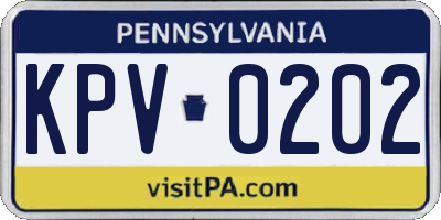 PA license plate KPV0202