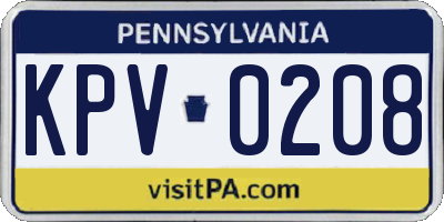 PA license plate KPV0208