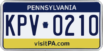 PA license plate KPV0210