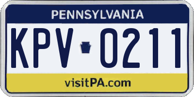 PA license plate KPV0211