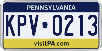 PA license plate KPV0213