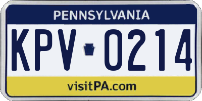 PA license plate KPV0214