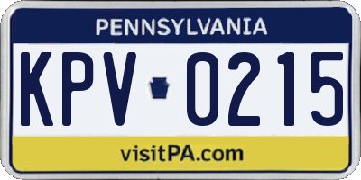 PA license plate KPV0215