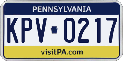 PA license plate KPV0217
