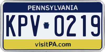 PA license plate KPV0219