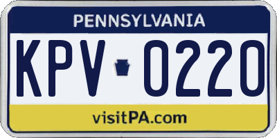 PA license plate KPV0220