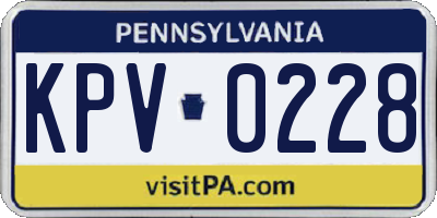 PA license plate KPV0228