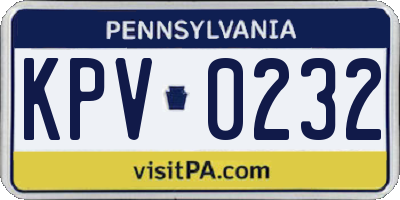 PA license plate KPV0232