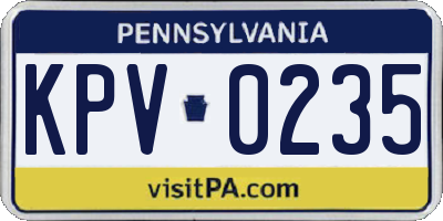 PA license plate KPV0235