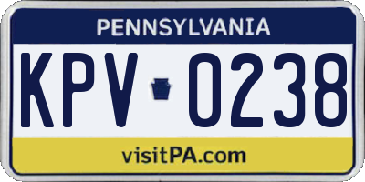 PA license plate KPV0238