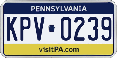 PA license plate KPV0239