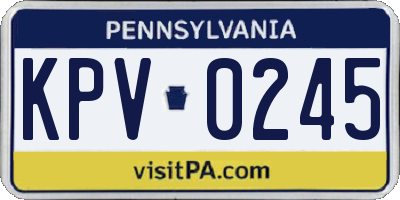 PA license plate KPV0245