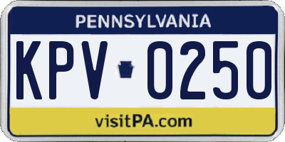 PA license plate KPV0250