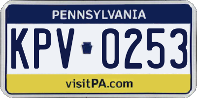 PA license plate KPV0253