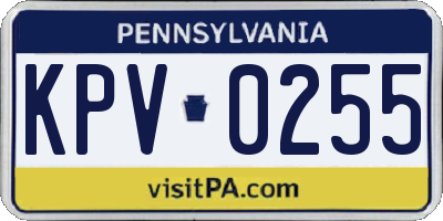 PA license plate KPV0255