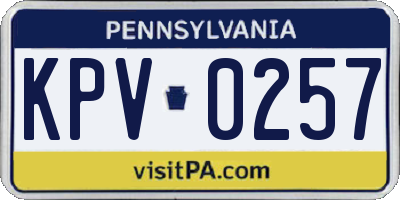 PA license plate KPV0257