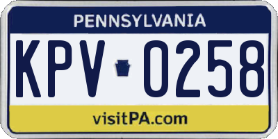 PA license plate KPV0258