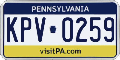 PA license plate KPV0259