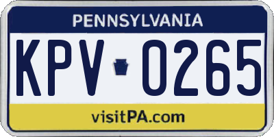 PA license plate KPV0265