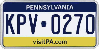 PA license plate KPV0270