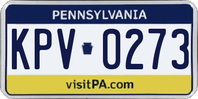 PA license plate KPV0273