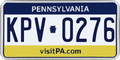 PA license plate KPV0276