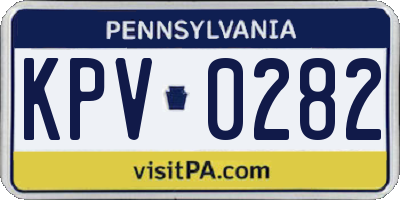 PA license plate KPV0282