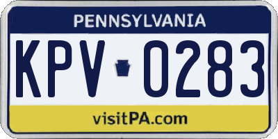 PA license plate KPV0283