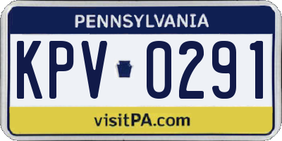 PA license plate KPV0291