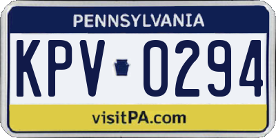 PA license plate KPV0294