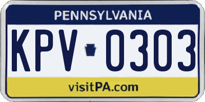 PA license plate KPV0303
