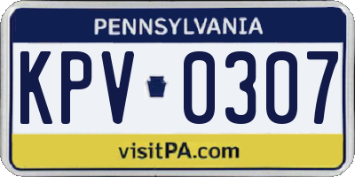 PA license plate KPV0307