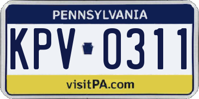 PA license plate KPV0311