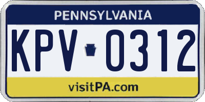 PA license plate KPV0312