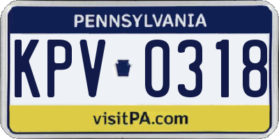 PA license plate KPV0318
