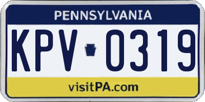 PA license plate KPV0319