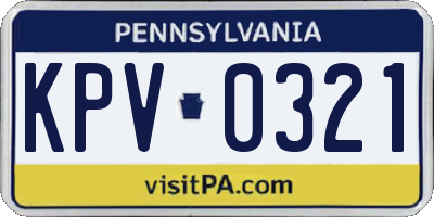 PA license plate KPV0321