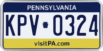 PA license plate KPV0324