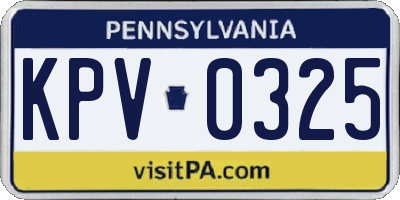 PA license plate KPV0325