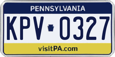 PA license plate KPV0327
