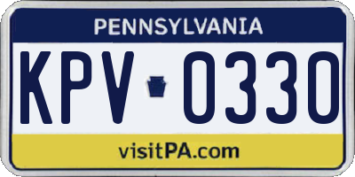 PA license plate KPV0330